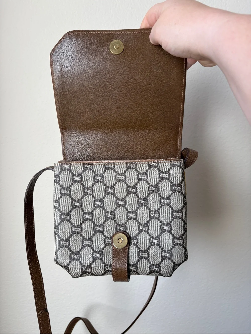 Gucci plus GG supreme monogram canvas crossbody bag, vintage